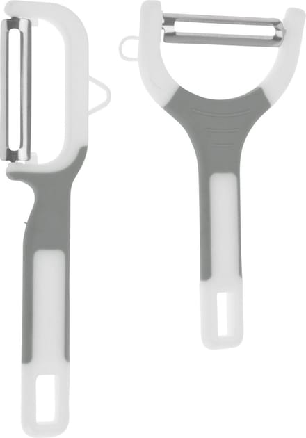 Excellent Houseware Dunschillers - set 2x - grijs - kunststof - rvs - aardappelschilmesjes