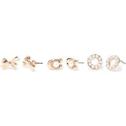 Boucles d'oreilles Cuivre Logo Coach Boucles d'oreilles Femme Or Rose CF984-RGD Basic Packaging-Box Not Included,F,Rose Gold white