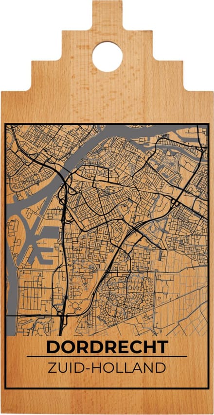 JM Woods - Borrelplank - Serveerplank - Hapjesplank - Kaasplank - Plattegrond - DORDRECHT - Gepersonaliseerd - Cadeau tip!