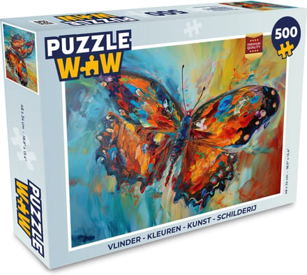 Puzzel Vlinder - Kleuren - Kunst - Schilderij - Legpuzzel - Puzzel 500 stukjes
