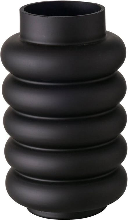 Boltze - Vaas -Glas - Mat Zwart - Ribbo - 25cm