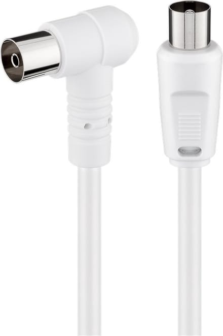 Goobay Schuine antennekabel (80 dB), dubbel afgeschermd, coax-stekker > coax-contrastekker 90° (volledig afgeschermd)