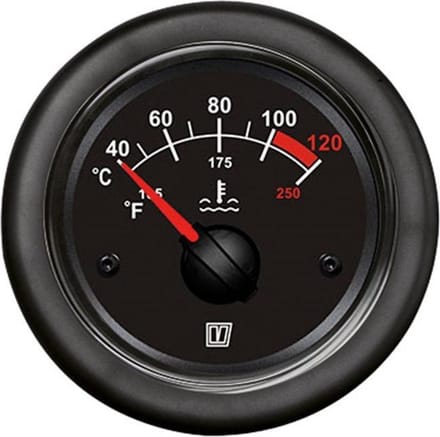 VETUS temperatuurmeter - 12/24V - zwart/chroom - inbouwmaat 52 mm