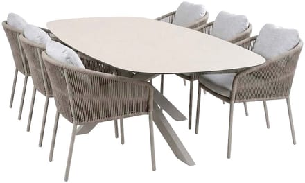Tuinset Alezio/Malaga | 6 personen | Deens ovaal 240 cm | Rope & keramiek