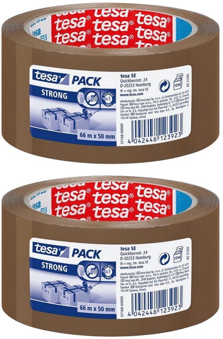 Tesa Verpakkingstape - 2x - bruin - sterk - 66 m x 50 mm