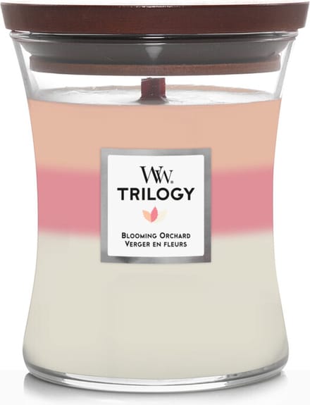 WoodWick Hourglass Trilogy Medium Geurkaars - Blooming Orchard - 60 branduren