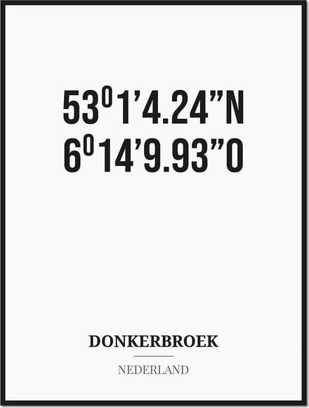 Poster/kaart DONKERBROEK met coördinaten