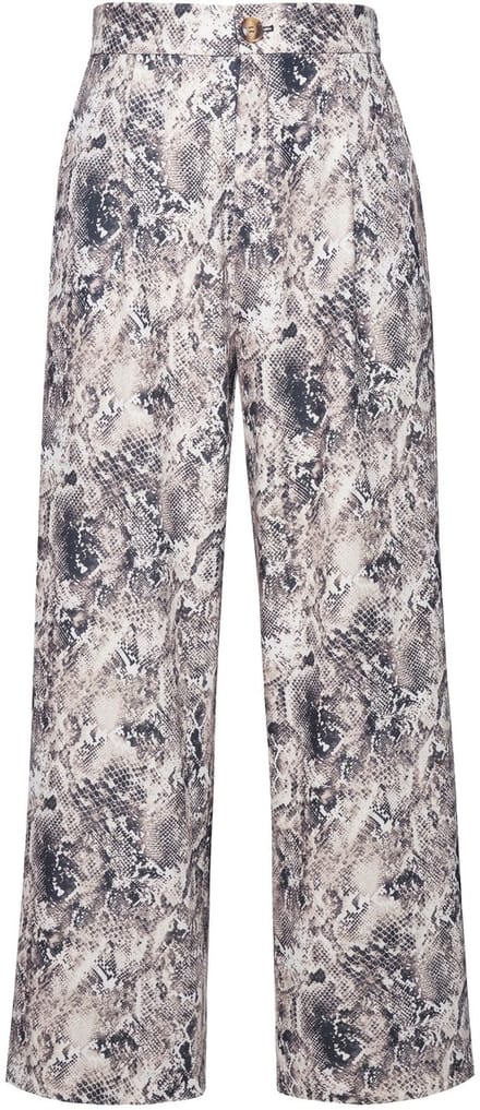 Studio Untold - Dames - Broek wijde pijp hoge taille snakeprint - Nougat - Maat 46