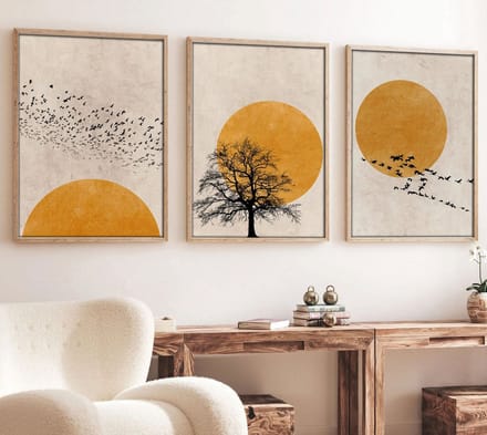 Asir - Decoratief ingelijst MDF-schilderij - Veelkleurig - 50 x 2,5 x 70 cm (3 stuks)