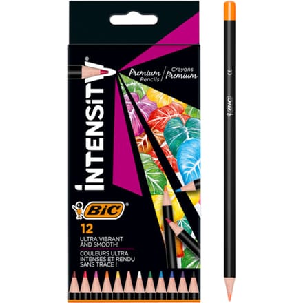 BIC kleurpotloden Intensity premium etui 12 kleuren voor kinderen.