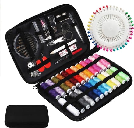 SNJY® Naaidoos Opbergbox - Naaibox - Naaikoffer - Set met 24 Items - Zwart