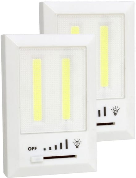 Gerimport Kastlampen - 2x - met dimmer - LED lampen - wit - 11 x 7.5 cm