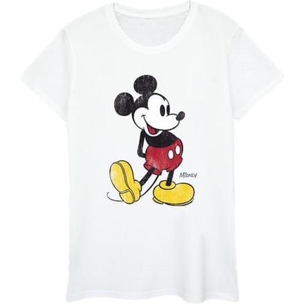 Disney Dames/Dames Mickey Mouse Klassiek Kick Katoenen T-Shirt (Wit)