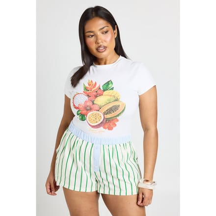 boohoo Dames Plus Boxershort Met Contrasterende Tailleband | Groente | Maat: 52