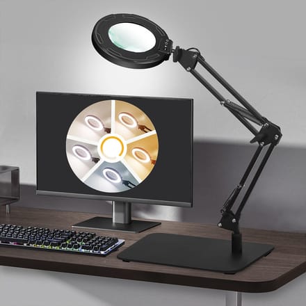 Unyqoos® Verstelbare LED-vergrootlamp met klem en standaard voor precisiewerk