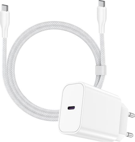 usb C oplader - snellader - usb C power adapter - 30w - met usb C kabel - usb C naar usb C - 2 meter - lang - voor telefoon, tablet, laptop