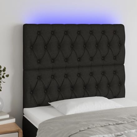 vidaXL - Hoofdbord - LED - 90x7x118/128 - cm - stof - zwart