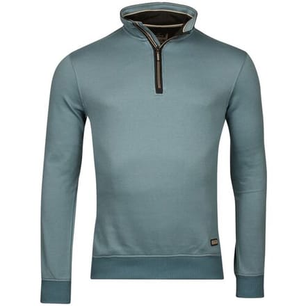 Baileys Trui Sweatshirt Half Zip Uni Color Subtle Honeycomb Texture Steel Blue / male