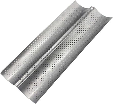 Brood Bakblik - Bakplaat Stokbrood - Brood Bakken - Nonstick Geperforeerd - 38 x 16 cm - Zilver