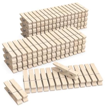 Mini Houten Gekleurde Wasknijpers - 128 Stuks