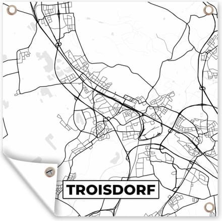 Tuindoek Troisdorf - Plattegrond - Stadskaart - Kaart - 100x100 cm