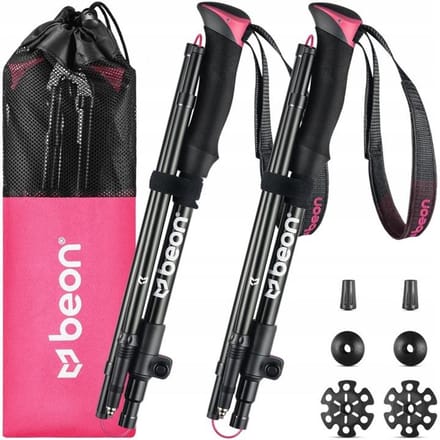 Beon Fold Lite Pink Trekkingstokken - Opvouwbaar & Lichtgewicht