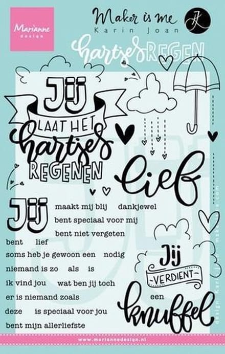 Marianne Design Stempel Hartjes regen (Nederlands) KJ1703 12.0x22.0 cm