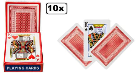 10x Speelkaarten set rood/blauw - klaverjassen bridge hartenjagen spel kaarten