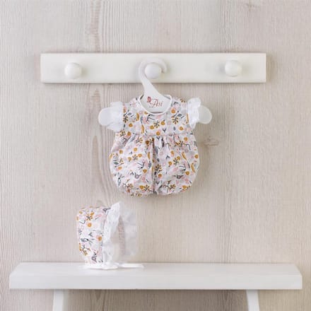 Asi poppenkleding - bloemenromper en mutsje voor poppen - multicolor.