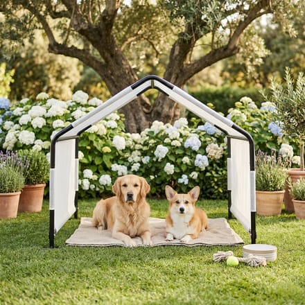 Honden tent Valevali 122x122x90 cm zwart en wit [en.casa]