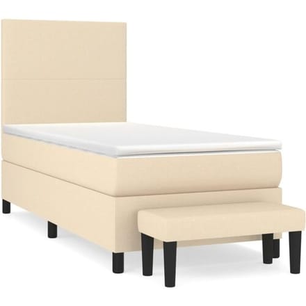 vidaXL - Boxspring - met - matras - stof - crèmekleurig - 80x200 - cm