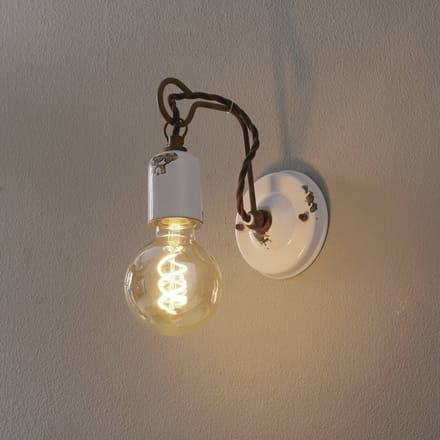 Ferroluce C665 wandlamp in vintage stijl wit