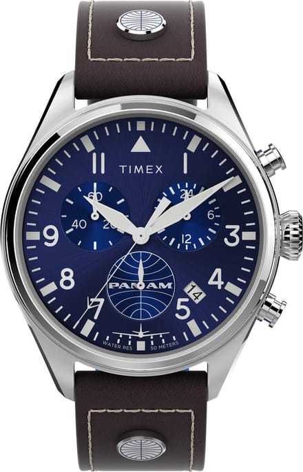 Timex Pan-Am Chrono TWG030000 Horloge - Leer - Bruin - Ø 42 mm