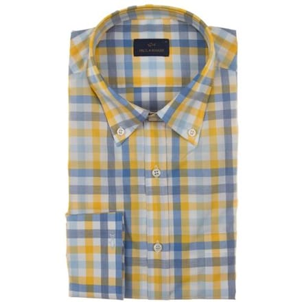 Paul & Shark Overhemd Cotton Zephir Check Shirt Wit - Licht Blauw / male