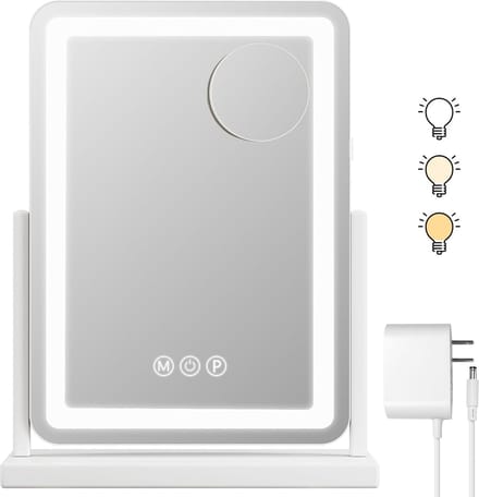 Make-uptafelspiegel - Verlichte Spiegel - Perfecte Make-up - 360 Graden Draaibaar - 33 x 46 cm - Wit