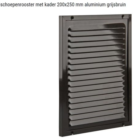 schoepenrooster met kader 200x250 mm aluminium grijsbruin