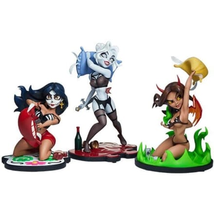 Sideshow Coffin Comics Designer Statues Set Sleepover In Hell