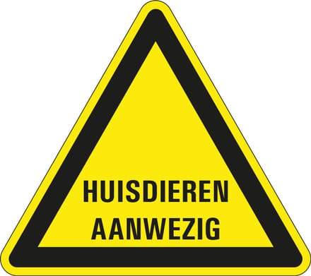 Sticker huisdieren aanwezig 100 mm