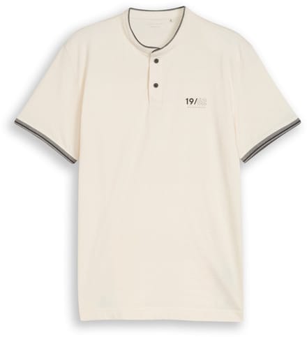 Tom Tailor - Poloshirt met opstaande kraag - Maat L - Gardenia White