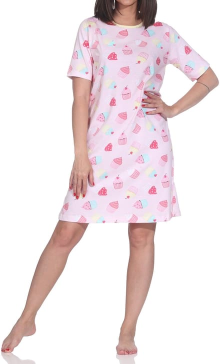 Normann dames nachthemd korte mouw cupcake motief grote maten