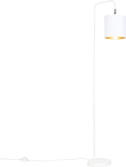 QAZQA lofty - Vloerlamp met lampenkap - 1 lichts - H 1405 mm - Wit
