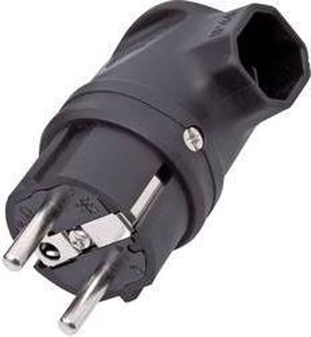 interBär 9004-004.01 Haakse stekker met randaarde Rubber 230 V Zwart IP44
