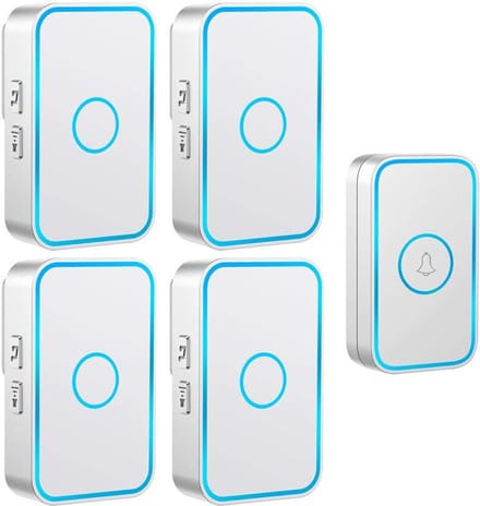 Draadloze Deurbel - Deurbelkit - Bezoekers Melden - IP55 Waterdicht - 300M Bereik - Wit