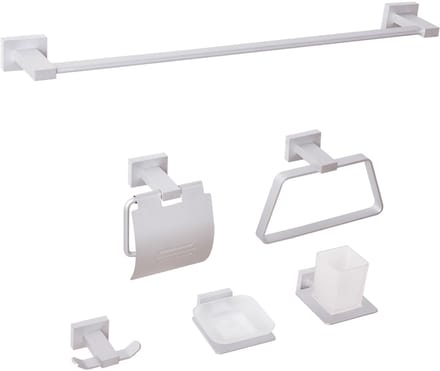 RIOHACHA - 6-delige badkamer hardware set - Zilver - Aluminium