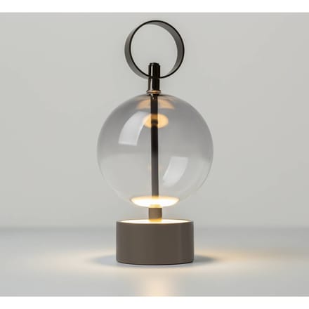 Maytoni LED tafellamp op accu DOUBLE MOON, rookgrijs, hoogte 25 cm, glas
