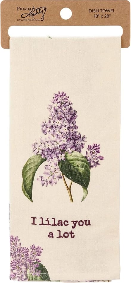 Cotton Linen Blend Kitchen Towel with Vintage Lilac Design