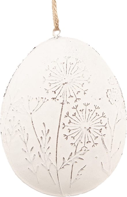 Clayre & Eef Paashanger Ei 8 cm Wit Metaal