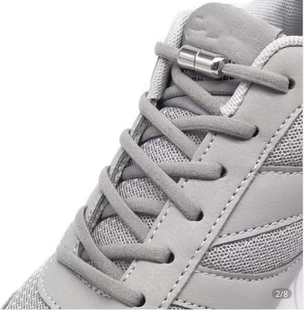Lacetty - Elastische veters - Met metalen draaisluiting - Plat - 100 cm - Grijs - Lock veters - Sneaker veter - Lock laces