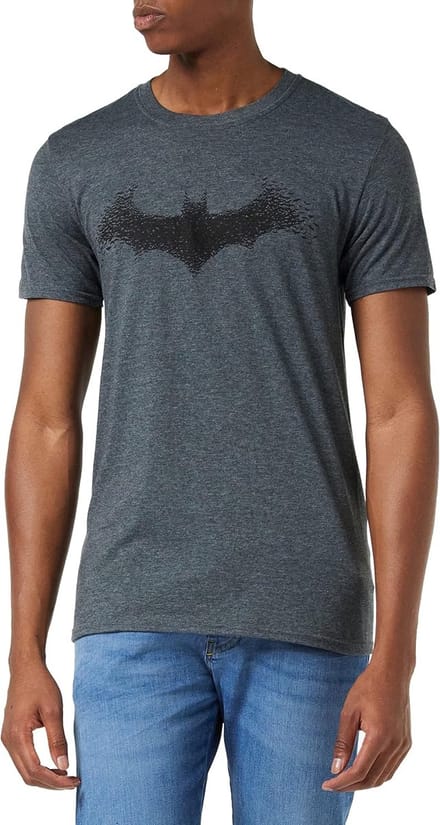 Heren T-shirt met Iconisch Bat Logo - Donkergrijs DC Comics Superhelden Shirt