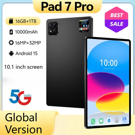 2026 NIEUWE Pad 7 Pro Tablets 10.1 inch Originele Globale Versie Android 15 Tab 5G Dual SIM 10000mAh WIFI Kinder Tablet PC